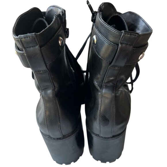 Forever 21 Heeled Ankle Biker Faux Leather Boots Women's Size 9 (READ) - Picture 2 of 14